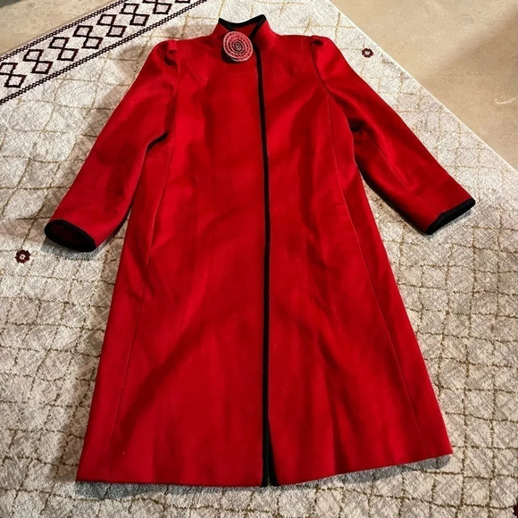 Vintage Jackets & Blazers - Vintage Worumbo a Stevens Fabric Fashioned by Jill Jr. 100% Wool Red Pea Coat